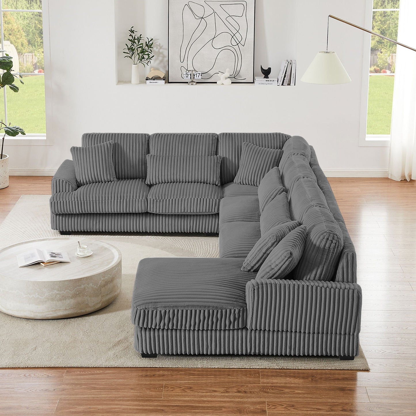Oversized Sectional Sofa U - Shaped Sofa Couch Modern Sofa Upholstered In Soft With A Chaise Lounge For Living Room