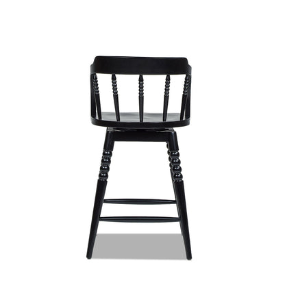 Breda - Turned Bubble Spindle Low Back Counter Stool - Black