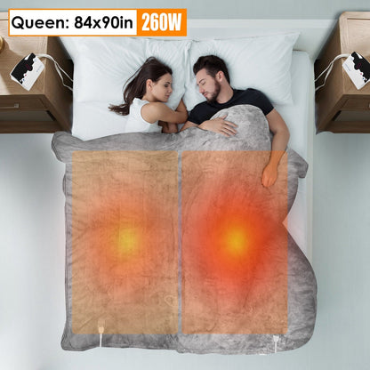 Electric Heated Queen Size Fleece Heated Blanket with Dual Controller 10 Heating Levels 10 Hours Auto Off Machine Washable for Home Office Usage 84x90