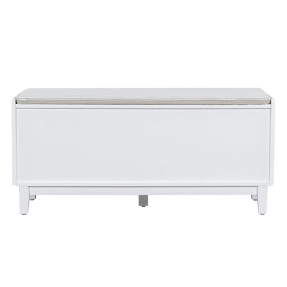 TREXM Boho Rattan Entryway Bench with Storage
