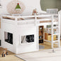 Twin Size Loft Bed With Sliding Chalkboard & Bookshelf