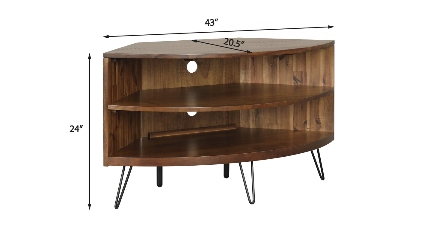 Deegan Dark Brown Corner Media Stand