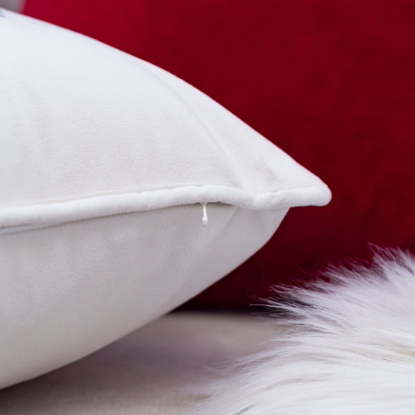 Nneka Let It Snow White Velvet Lumbar Pillow with Insert 14x20