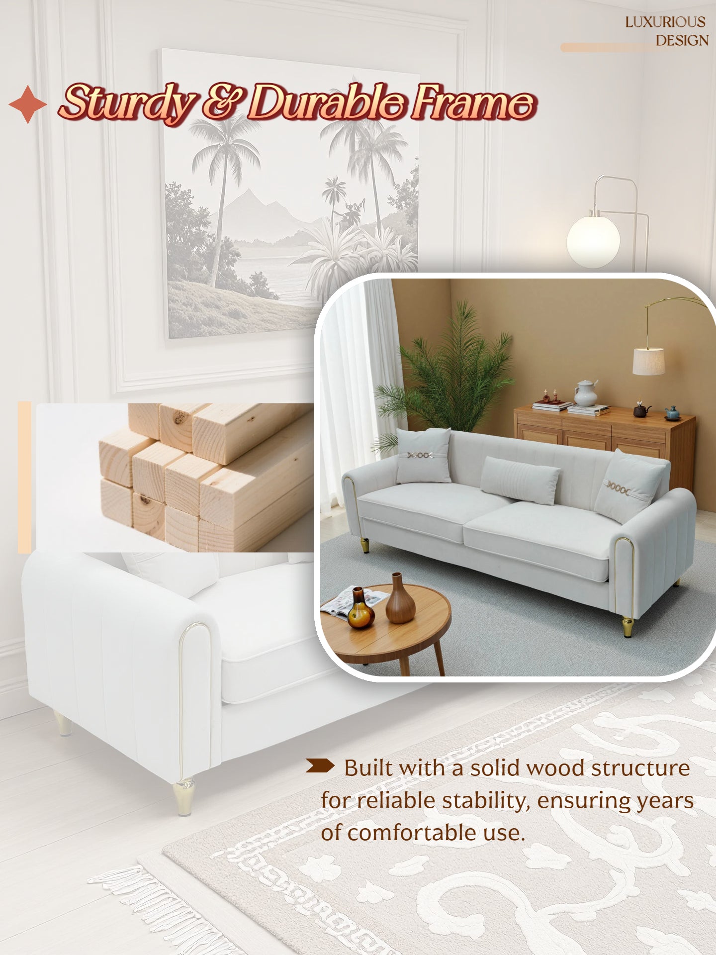 FX-P11-CW 3-Seater Sofa for Living Room