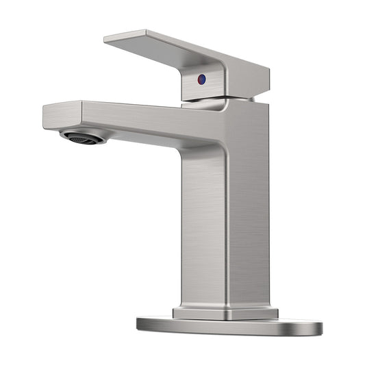 Brushed Nickel Single Handle Bathroom Faucet with Deck