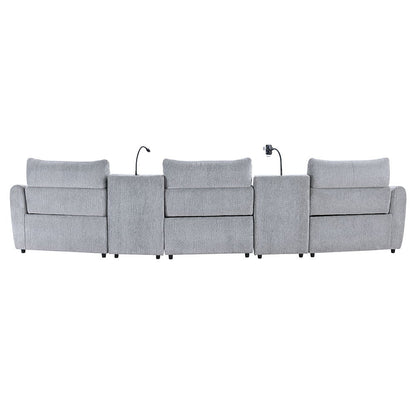 Fullar - Modular Power Motion Armless Recliner - Light Gary Chenille