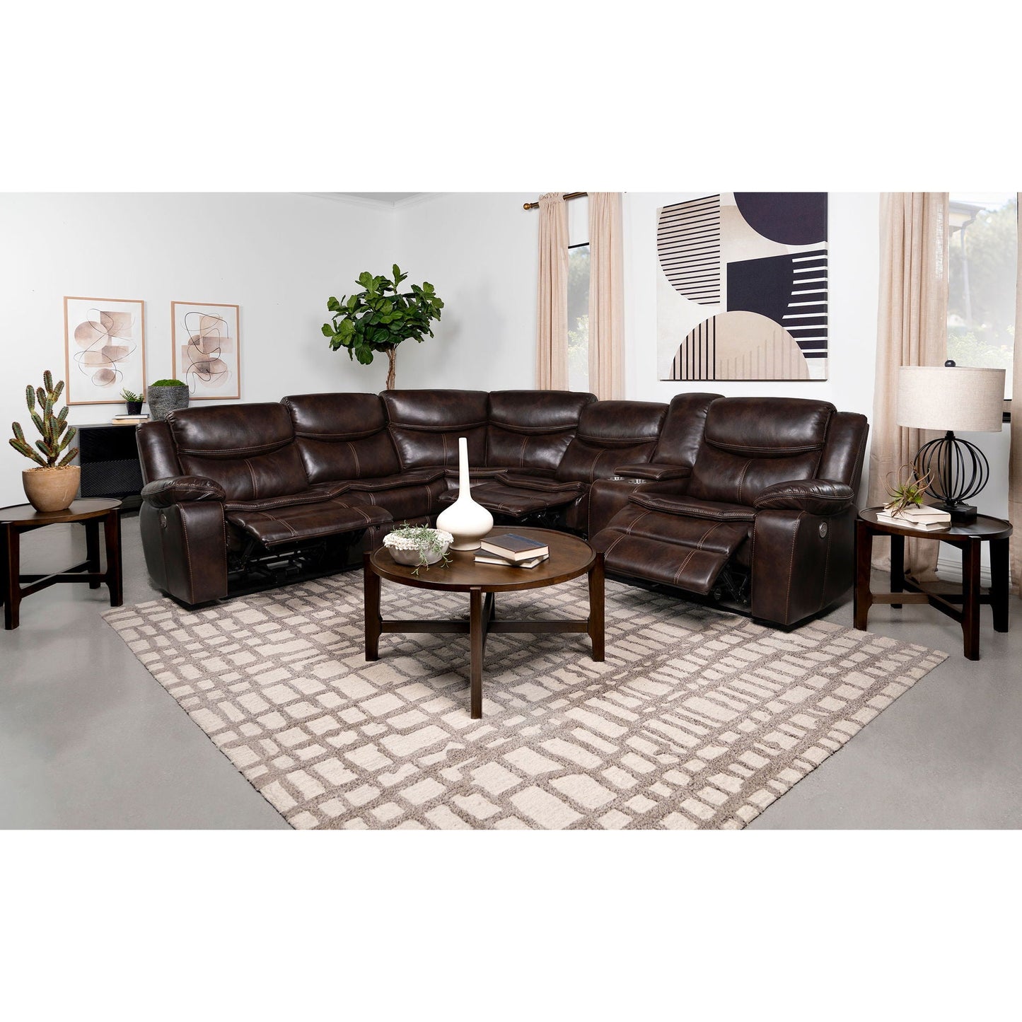 Mclean - Power Reclining Sectional Sofa With Storage Console - Dark Brown