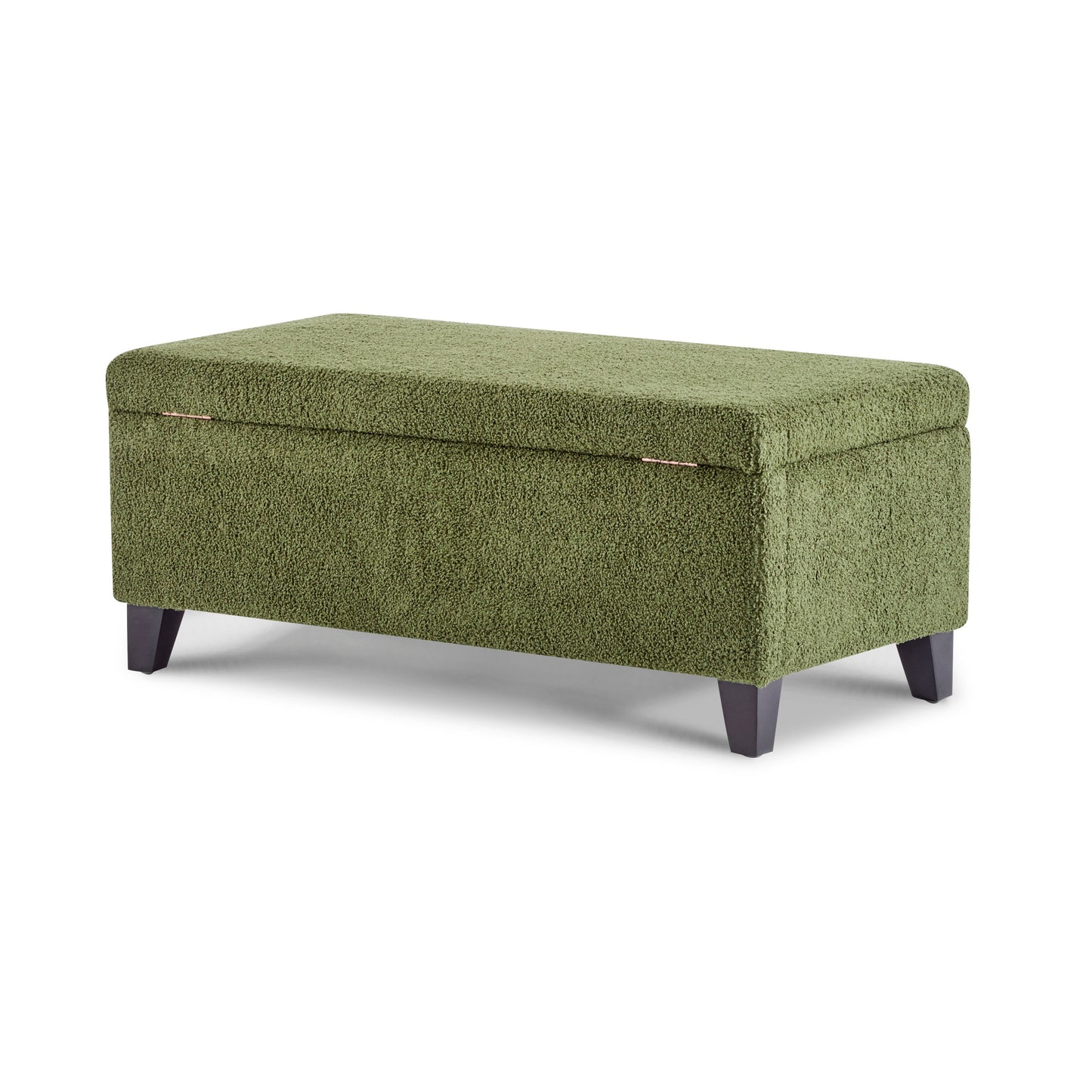 Storage Ottoman with Flip-Top Lid, Easy Assembly, Boucle Fabric & Rubber Wood Legs