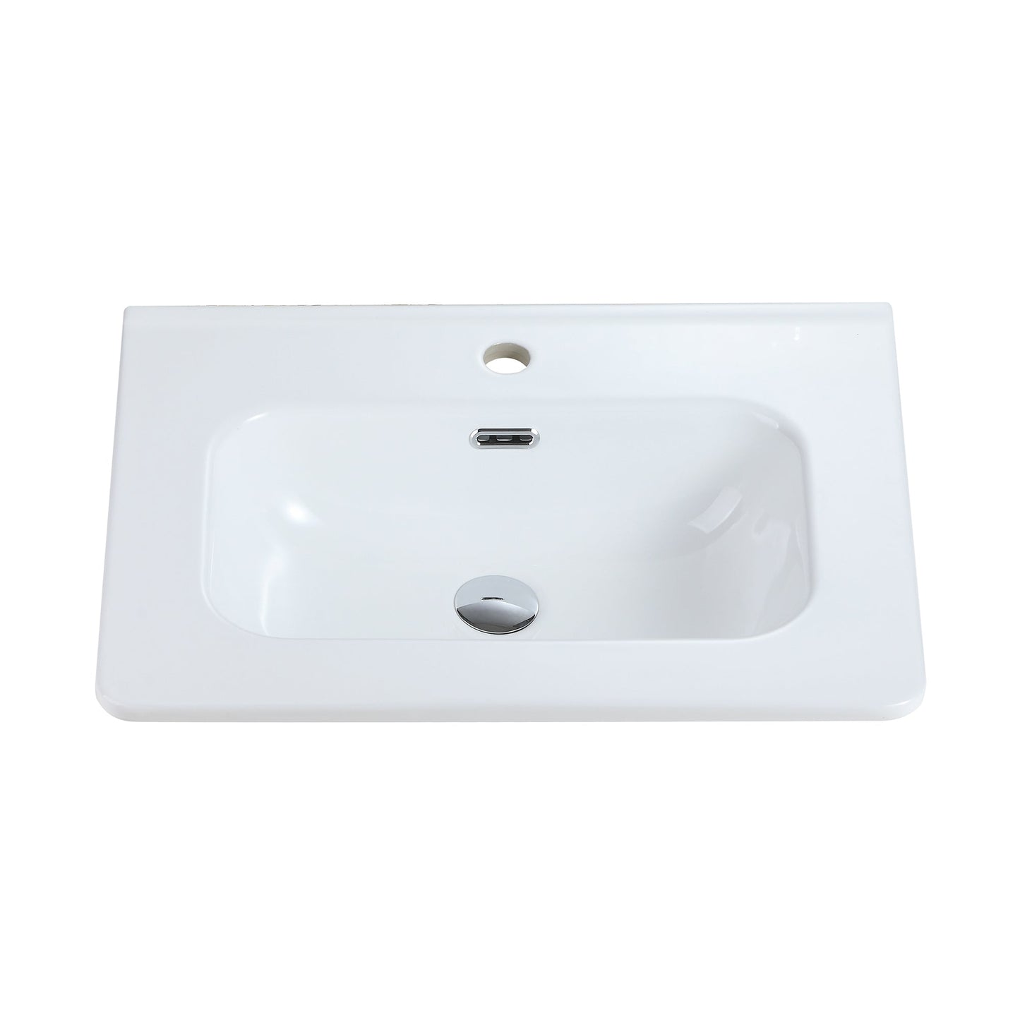 Glossy White Ceramic Integrated Sink