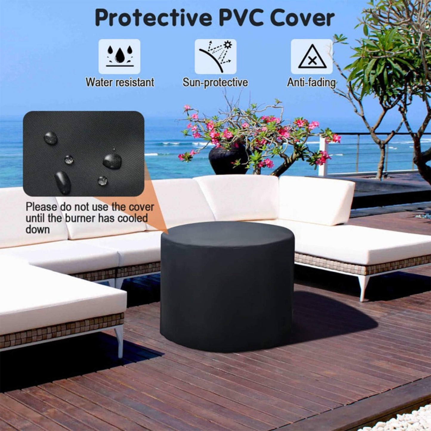 Alora 30-Inch 30K BTU Premium Outdoor Patio Gas Fire Pit Table With Fire Glass And Cover (SAK17432)