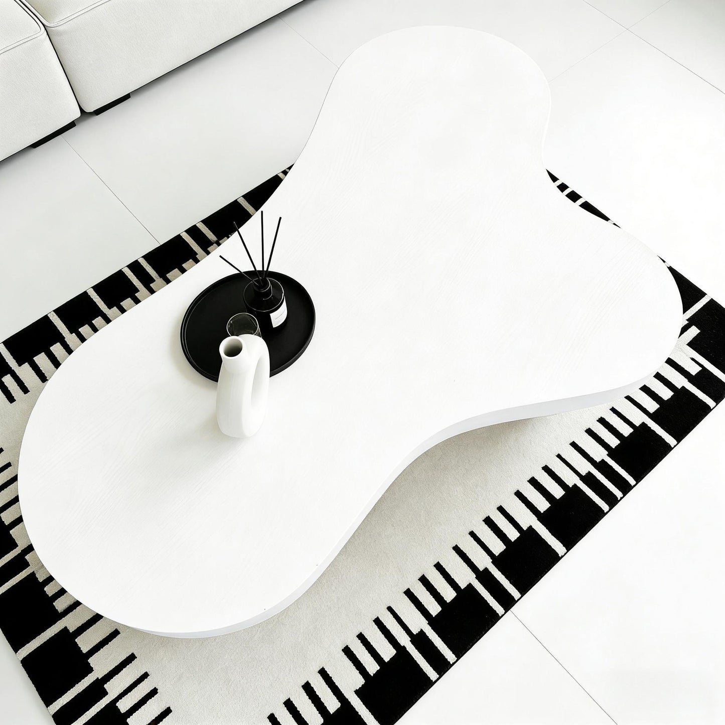 Cloud Shaped Coffee Table With 3 Ball Legs For Living Room