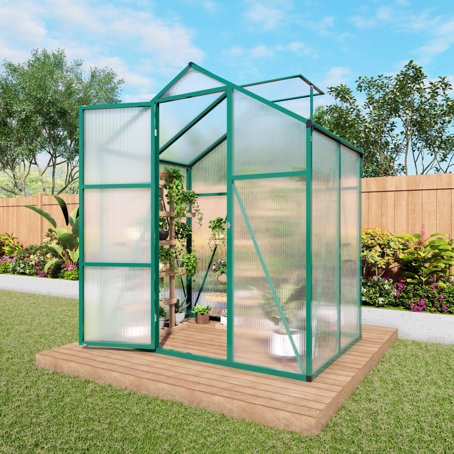 Polycarbonate Walk-In house, Raised Base For Outdoor In All Season