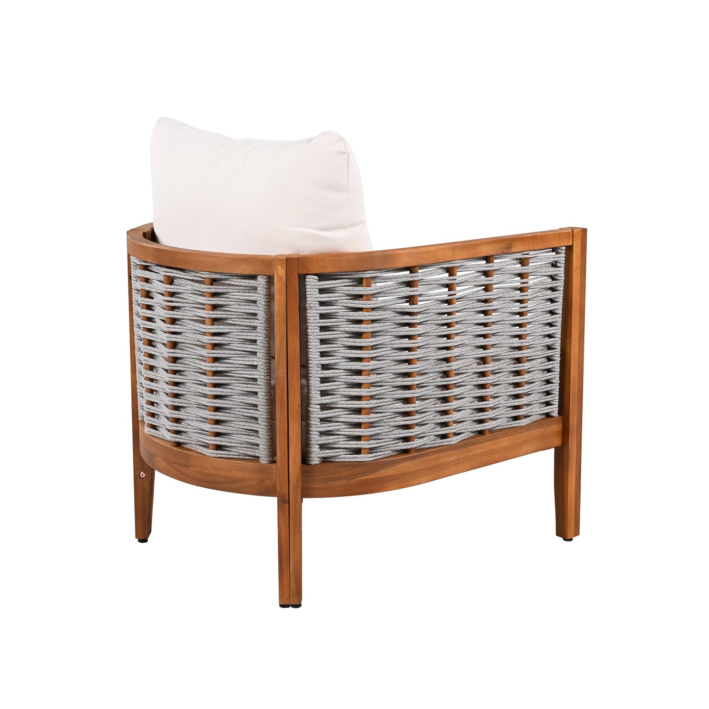2 Pieces Outdoor Unique Tub Design Armchair with Woven Rope
