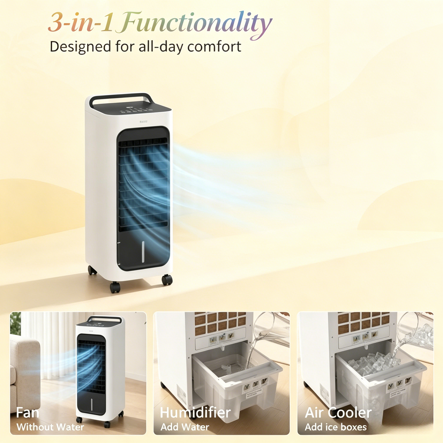 Swamp Cooler Air Conditioner with Three Refreshing Modes