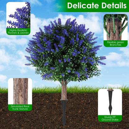2PCS Artificial Topiary Trees with Ground Spikes, UV Resistant