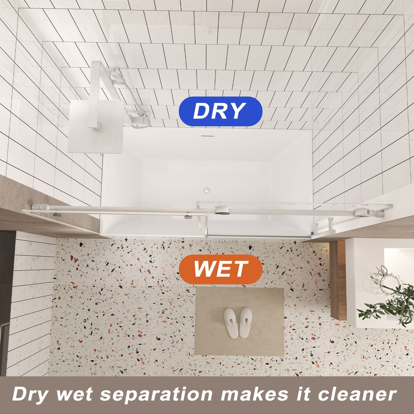 Frameless Shower Door, Smooth Sliding Tracks