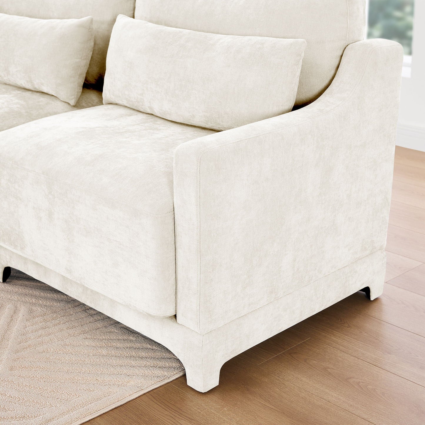 Elegant Sofa With Ergonomic Design And Lumbar Pillows