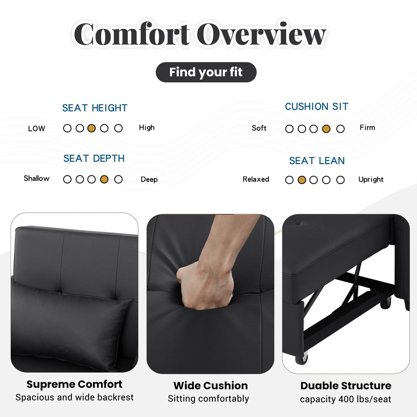 Convertible Sleeper Sofa Bed With 3 USB Ports