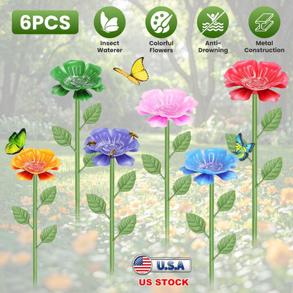 Metal Bee Watering Stations 6-Pack with Anti-Drowning Design