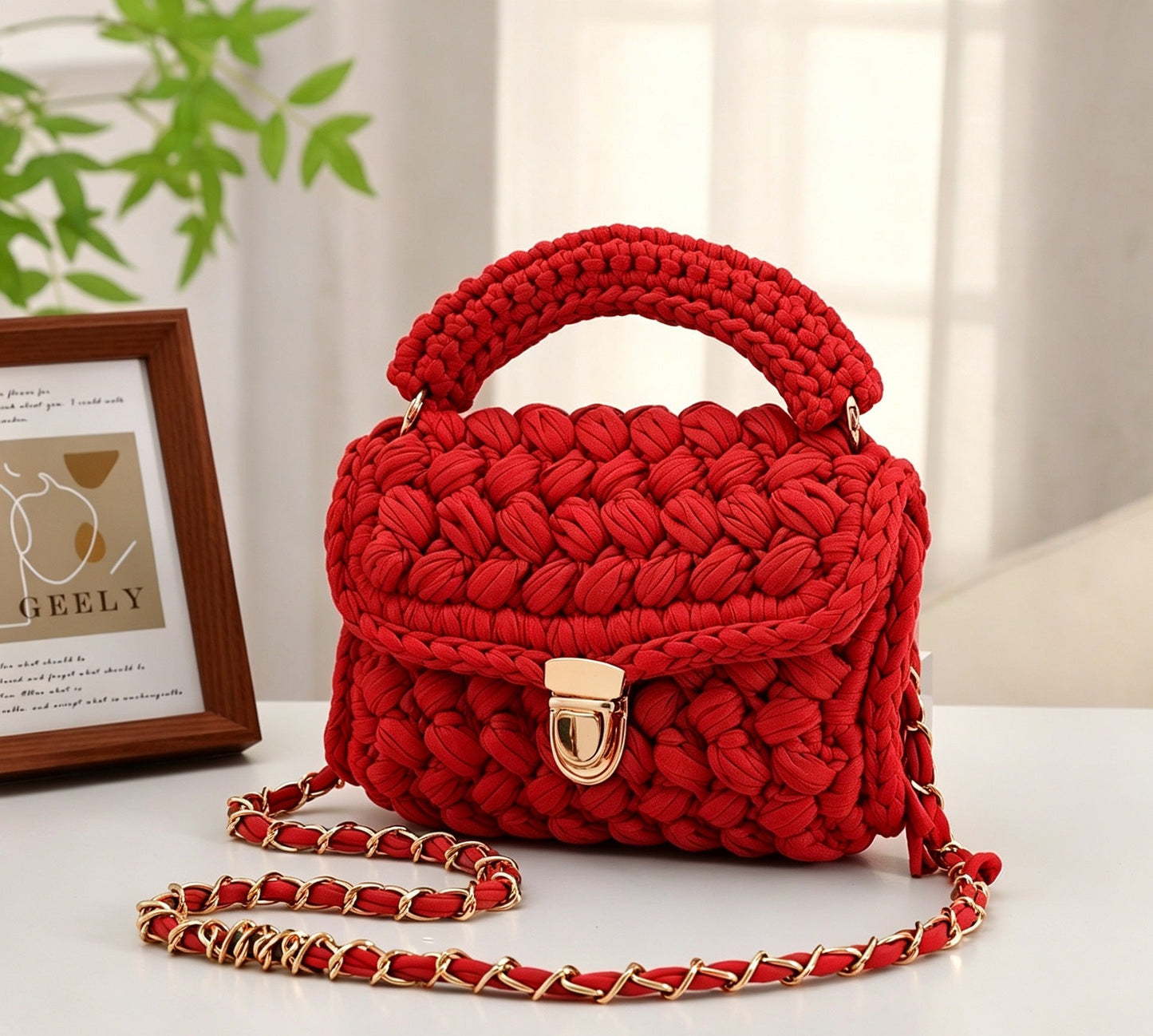 Handwoven Womens Tote Bag Minimalist Style