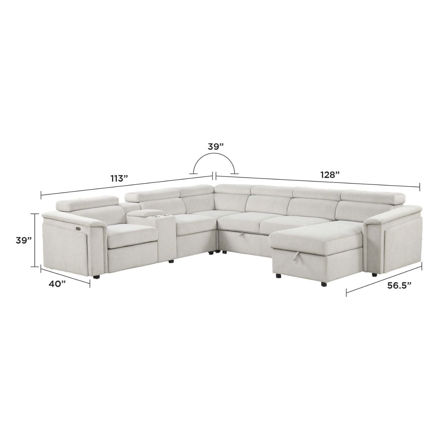 Harvey - Power Recliner Sectional Sleeper - Beige