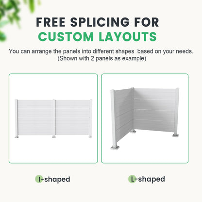 50" W x 49" H Outdoor Privacy Screen with Aluminum Posts, 2 Panels