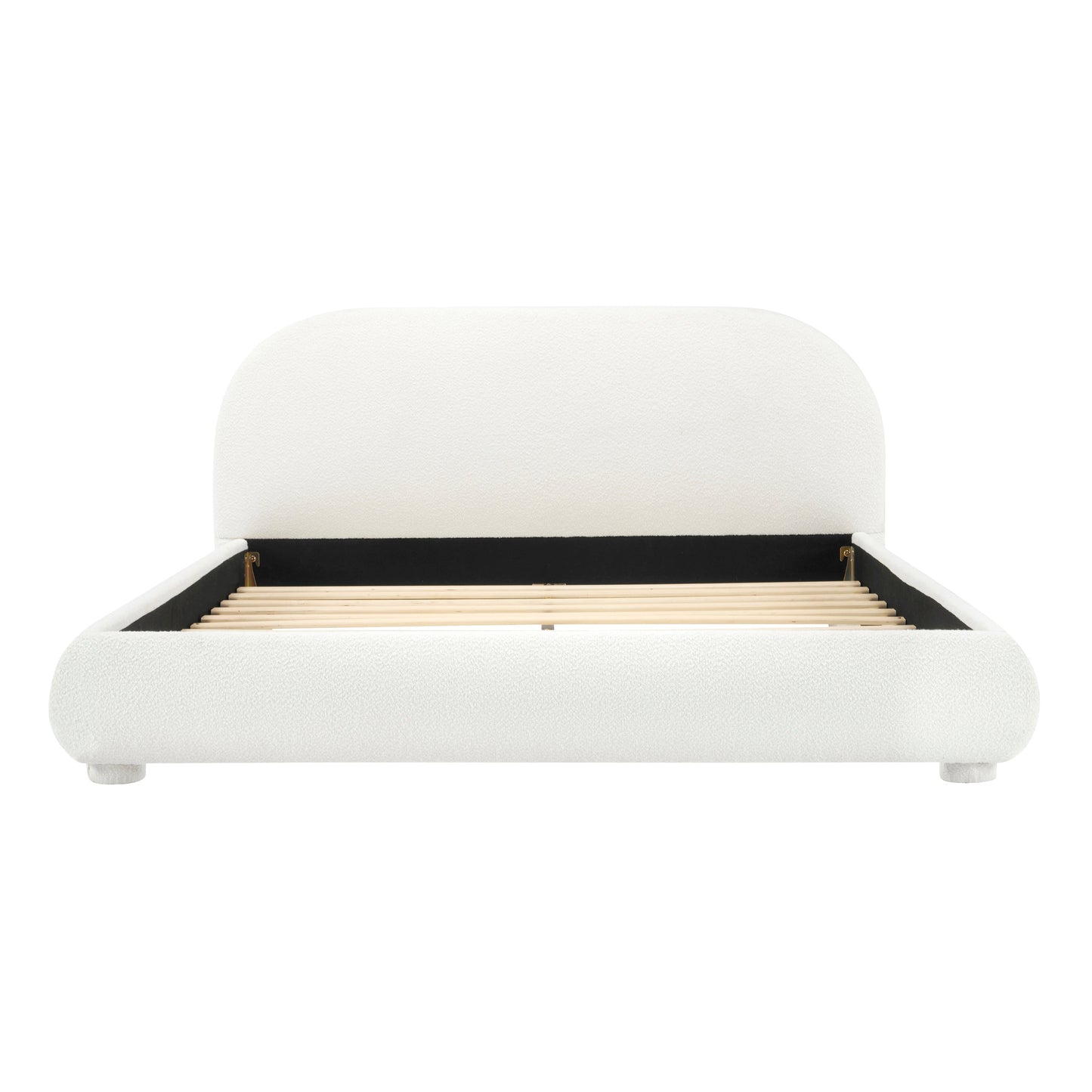 Cream Style Fabric Upholstered Bed, Simple Modern Bedroom Double Bed, Queen