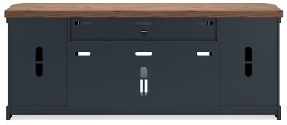 Landocken - XL TV Stand W/Fireplace Option - Brown / Blue
