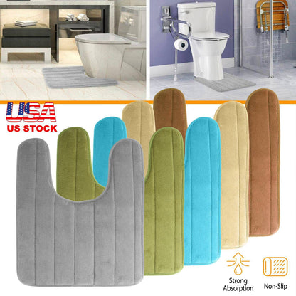 U Shaped Bathroom Rugs Contour Non-slip Toilet Mat Absorbent Cozy Velvet Floor Mat 23.62 x 19.69in