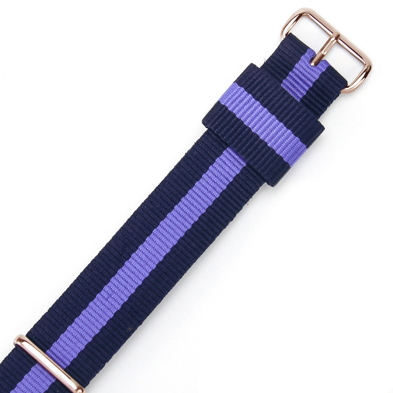Nylon DW Watch Strap One Piece With Woven Loop And Striped Canvas Watch Band