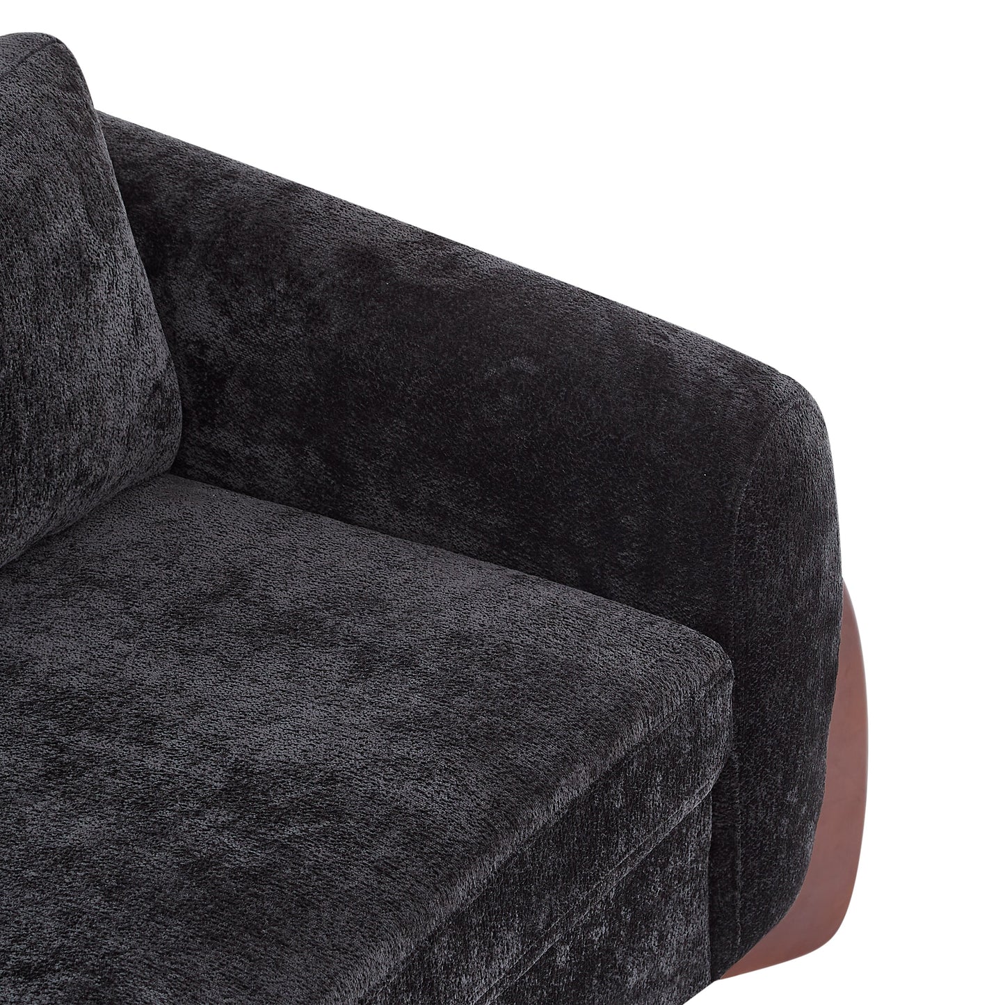 89"L Sofa with Chenille Fabric and Wooden Legs
