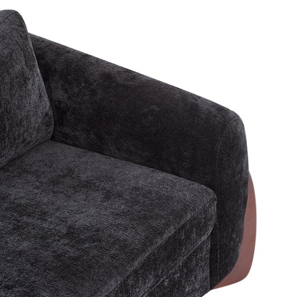 89"L Sofa with Chenille Fabric and Wooden Legs