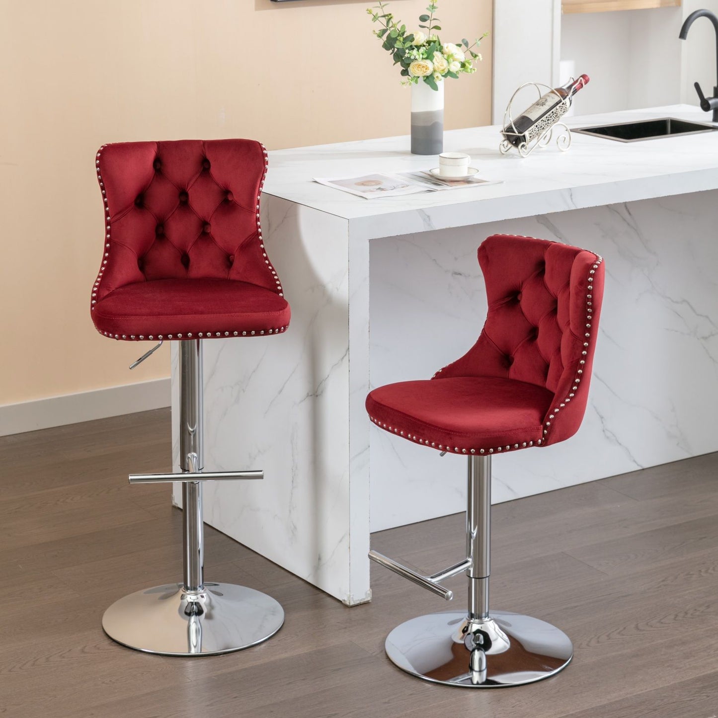 Swivel Adjustable Height Barstools Set of 2