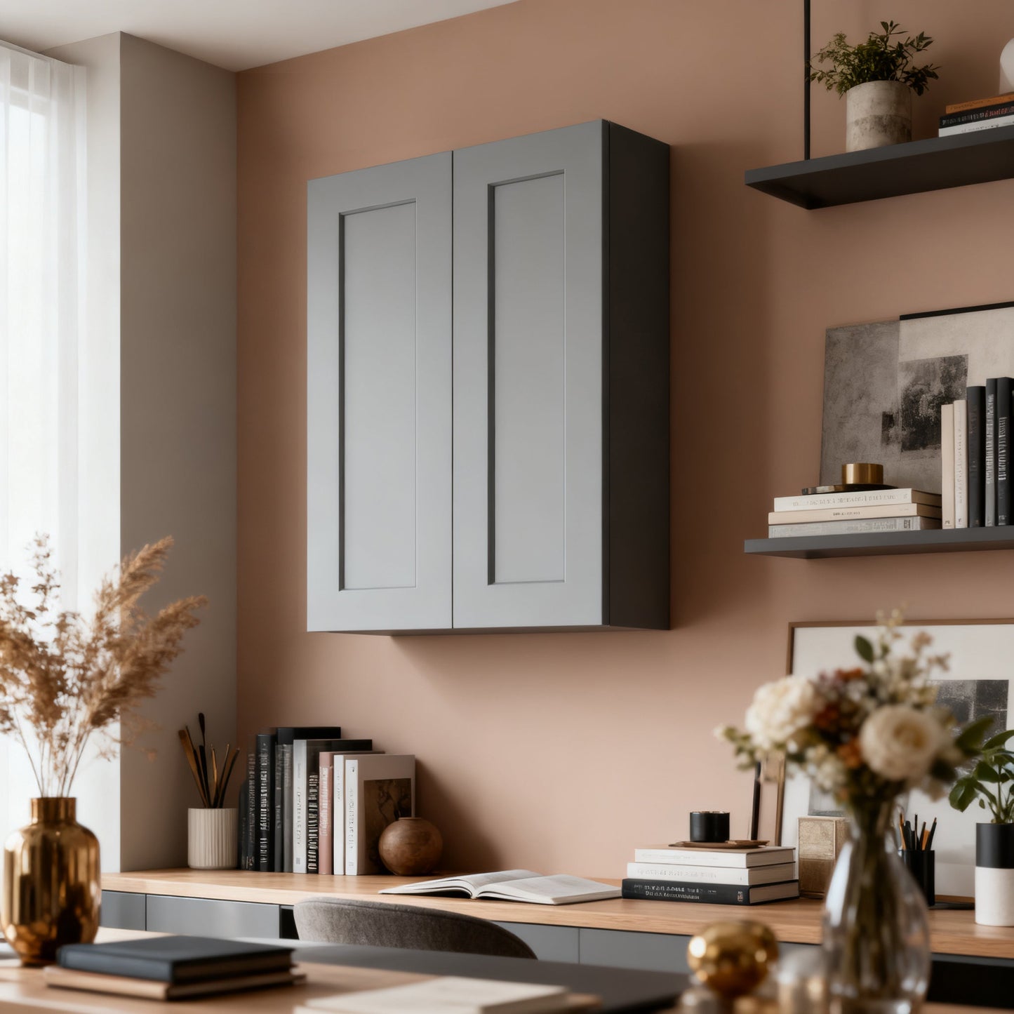 Gray Shaker Solid Wood Wall Cabinet with Soft-Close Doors