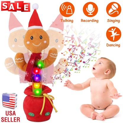 Kid Electric Dance Toy Christmas Elk Snowman Senior Penguin Plush Toy Interactive Sing Song Whirling Mimicking Recording Light up Toy