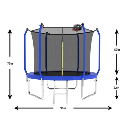 Trampoline With Basketball Hoop, Astm Approved Reinforced Type Outdoor Trampoline With Enclosure Net