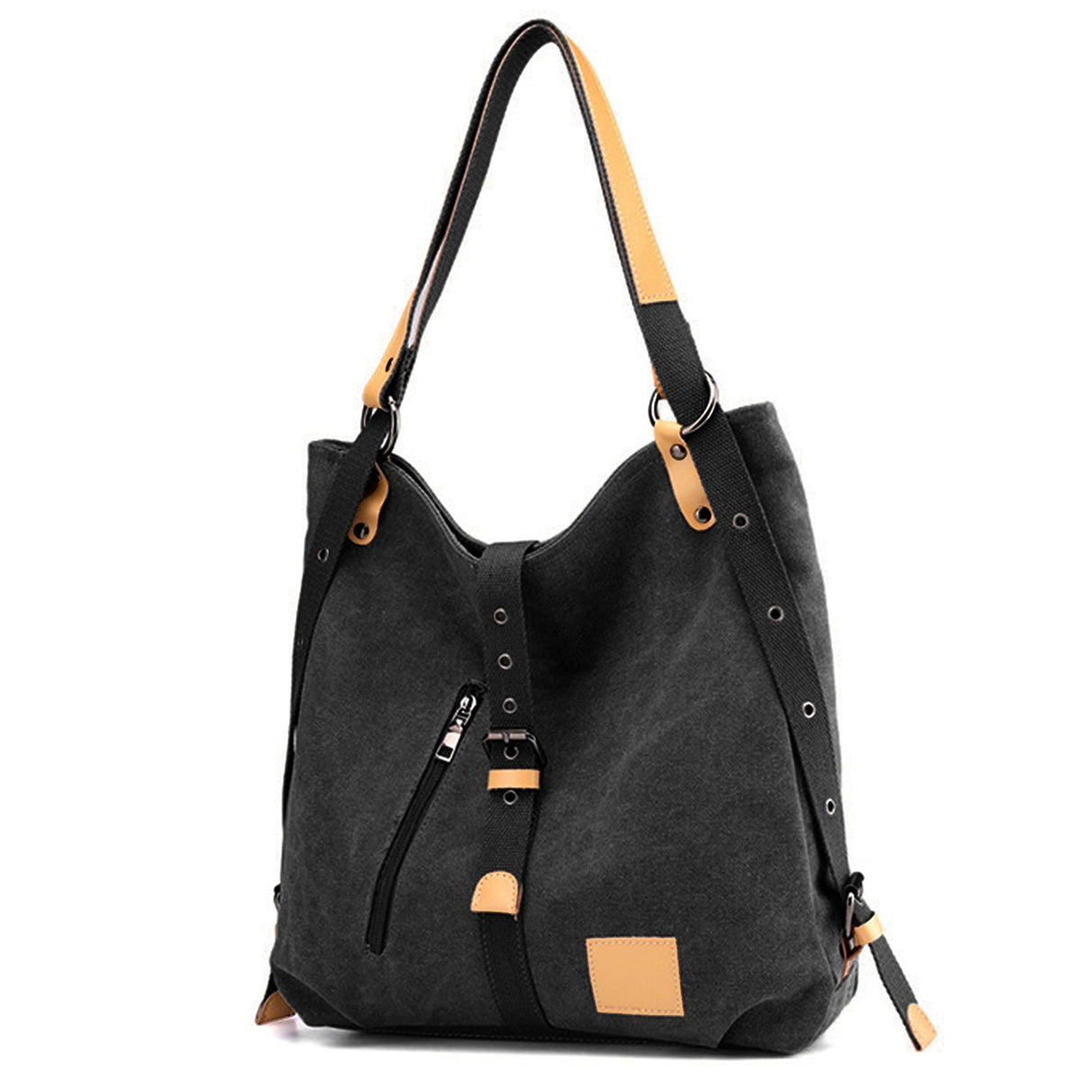 Ladies Canvas Tote Bag Multifunctional Purse Handbag Adjustable Shoulder Rucksack Convertible Backpack Wear-Resistant Dirt-Proof For Women School Offi