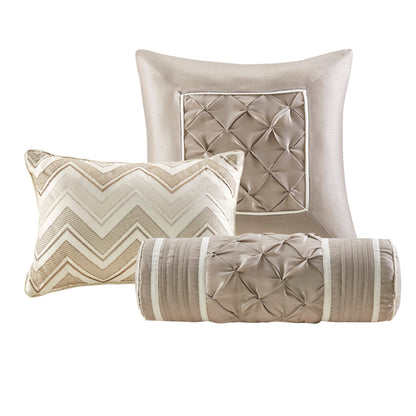 7 Piece Tufted Comforter Set Ivory Queen