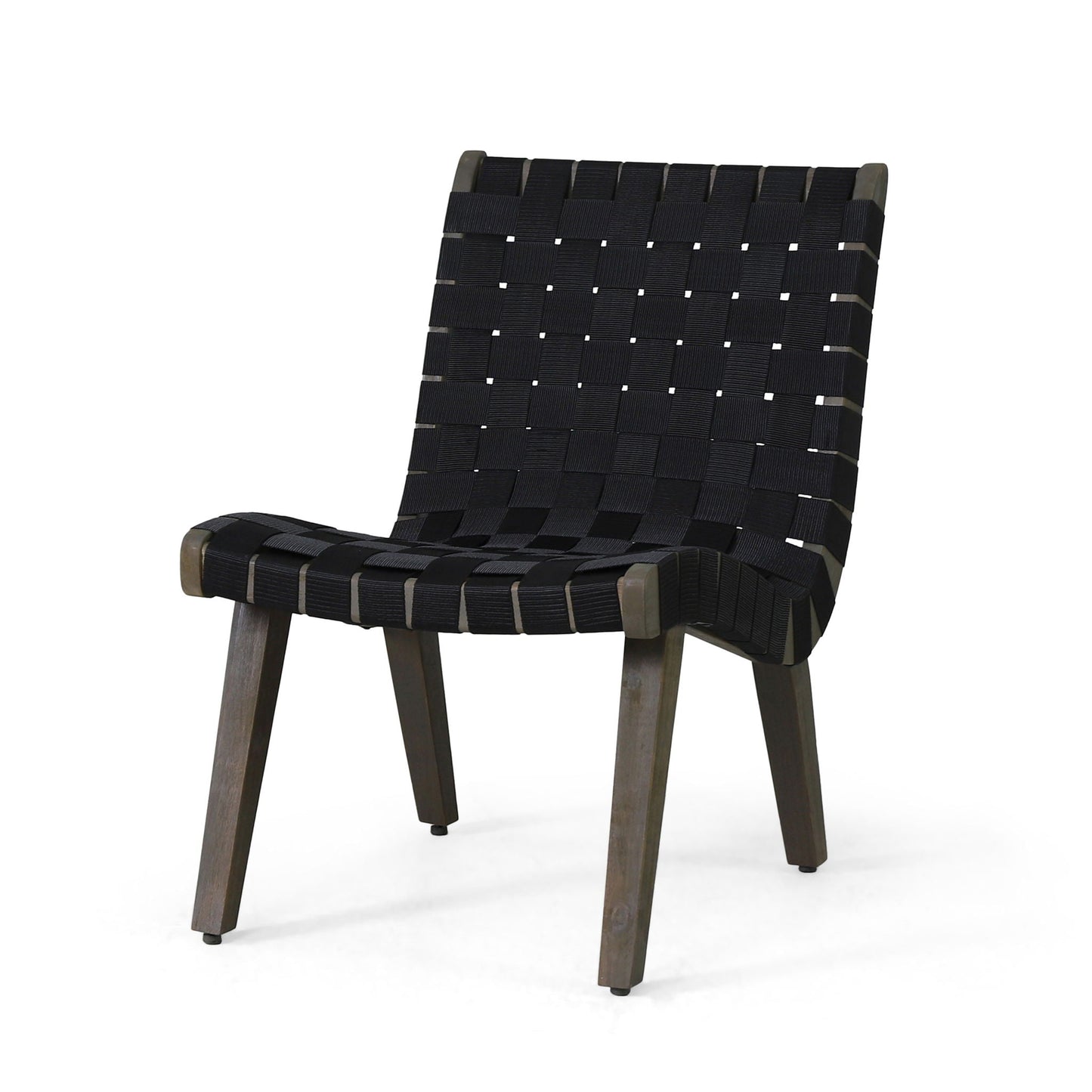 Lounge Chair With Stunning Rope Weave Design, Set of 2 - Black