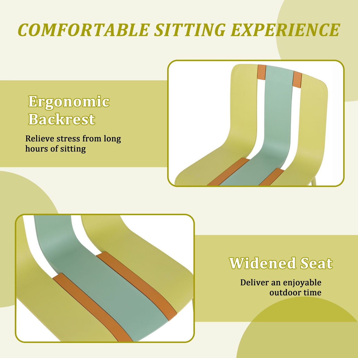 4 Piece Set Of Modern Striped Color- Blocking Single Chairs With Long Table