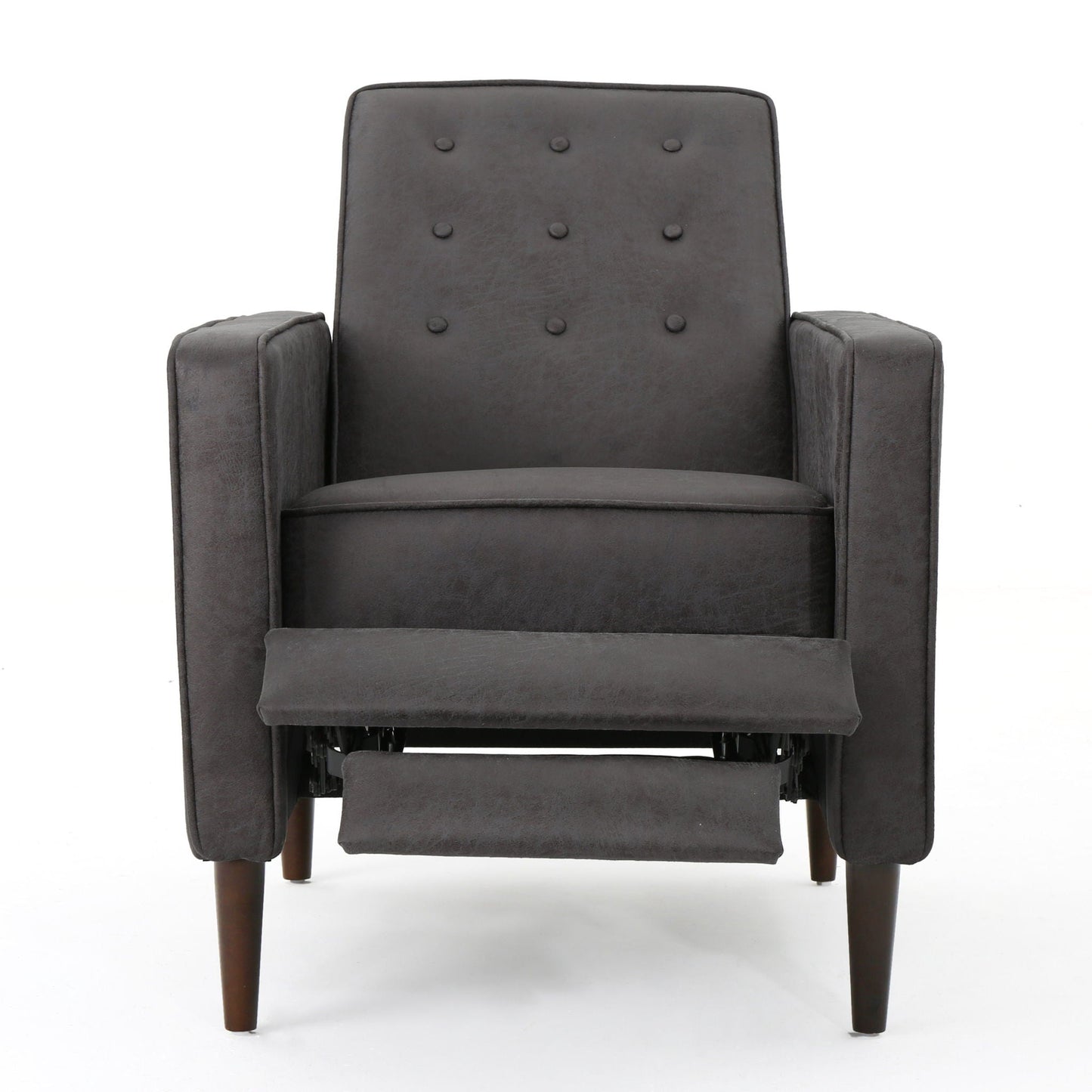 Macedonia - Mid Century Modern Button Tufted Fabric Recliner - Slate