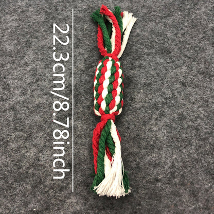 Christmas Pet Cotton Rope Cane Toy Set Bite-resistant Molar Interactive Dog Toy Teeth Clean Festive Toy For Small Medium Dogs