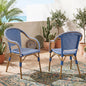 Outdoor Bistro Chairs Set of 2 with Aluminum Frame and PP Rattan