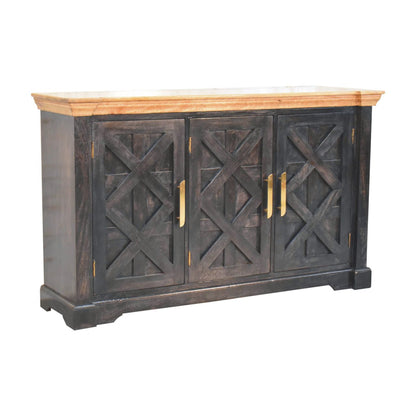 Solid Wood Regal Rustic Sideboard - 6 Compartments