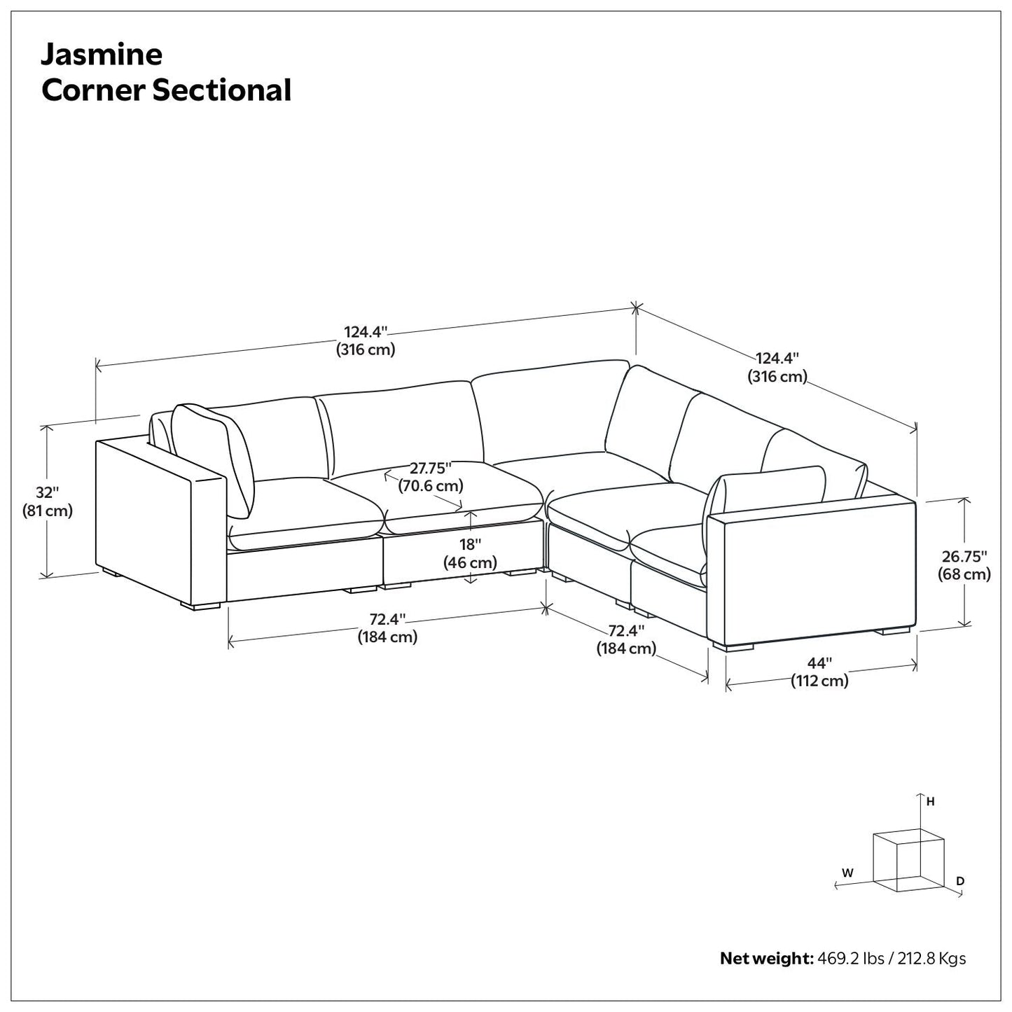 Jasmine - Handcrafted Sectional Sofa