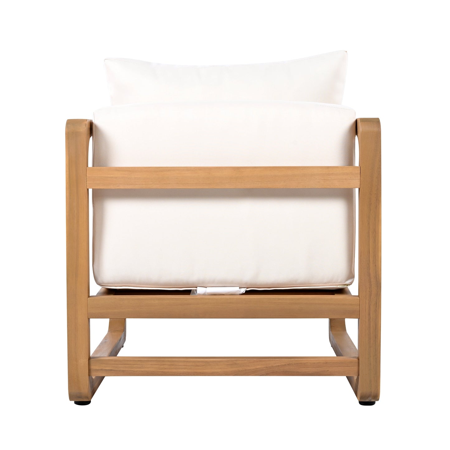 Acacia Wood Outdoor Set: 2 Club Chairs + Rustic Slat Side Table
