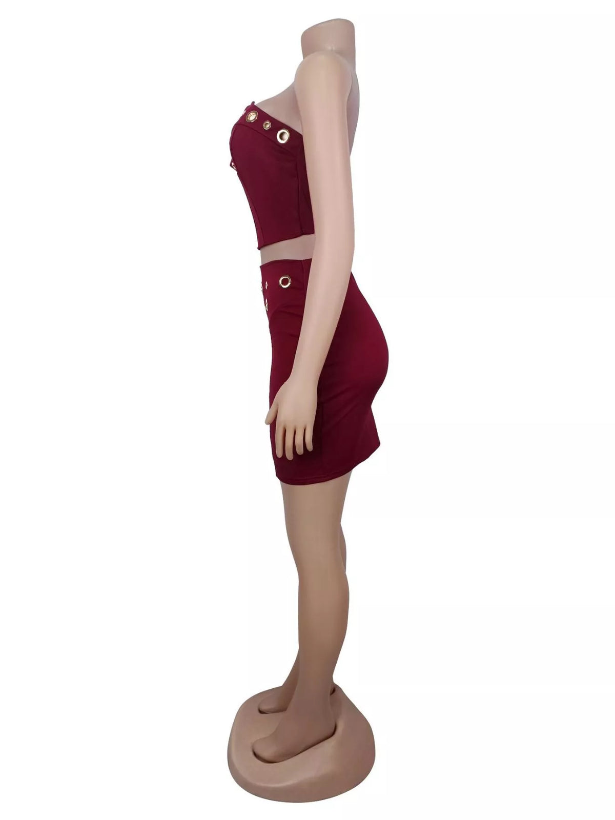 Grommet Crop Top and Mini Skirt Set