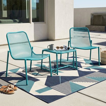 Kincaid Outdoor 3-Piece Conversation Set with Iron Frame - Teal