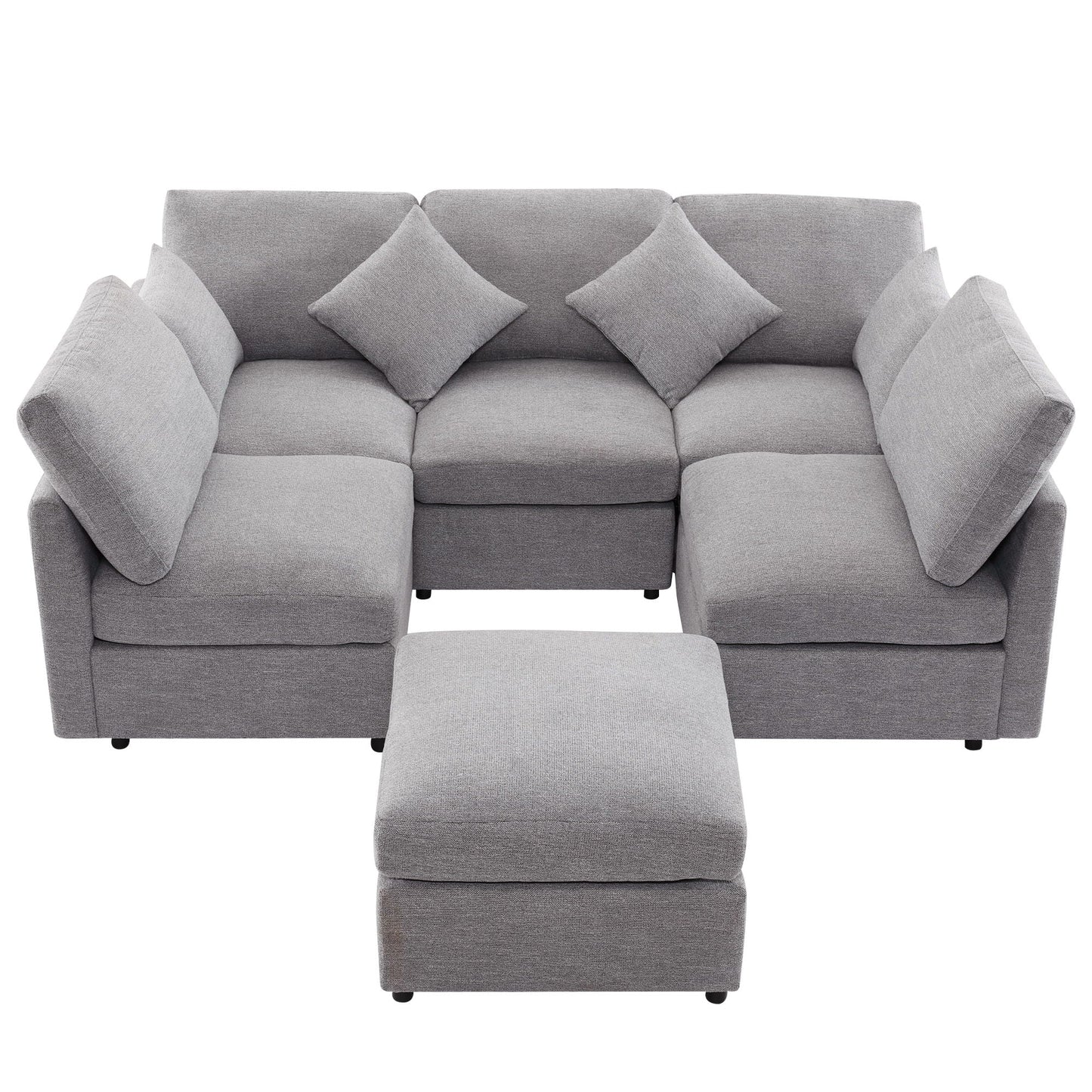 Sectional Sofa Modular U-Shaped With Ottoman & USB Ports