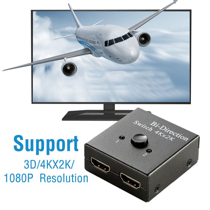 4K Bi-direction HD-IN & HD-OUT 2.0 Cable Switch Switcher Splitter Hub HDCP 3D 2x1 1x2 In Out